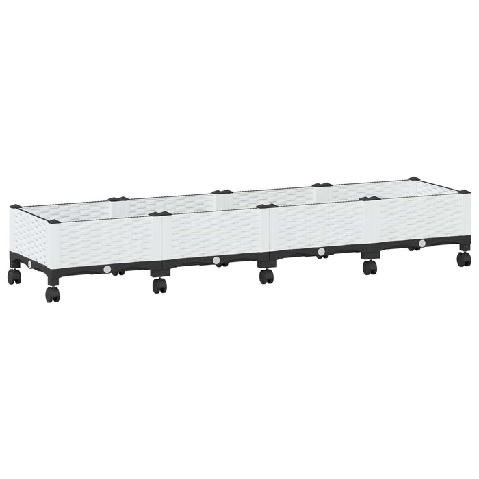 Ghiveci de grădină cu roți Alb 160 x 40 x 33 cm PP WALTI