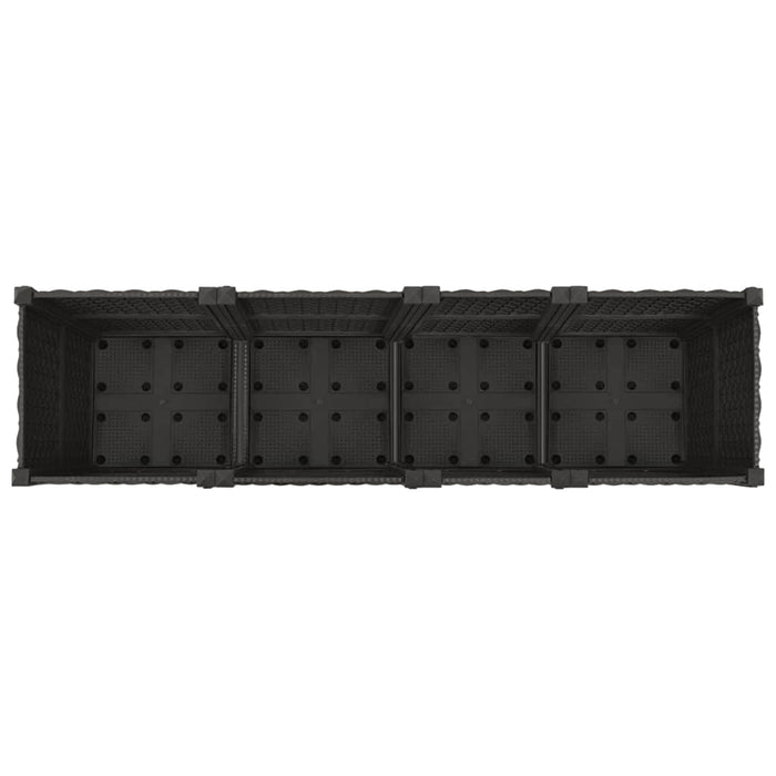 Ghiveci de grădină cu roți Negru 160 x 40 x 44 cm PP WALTI