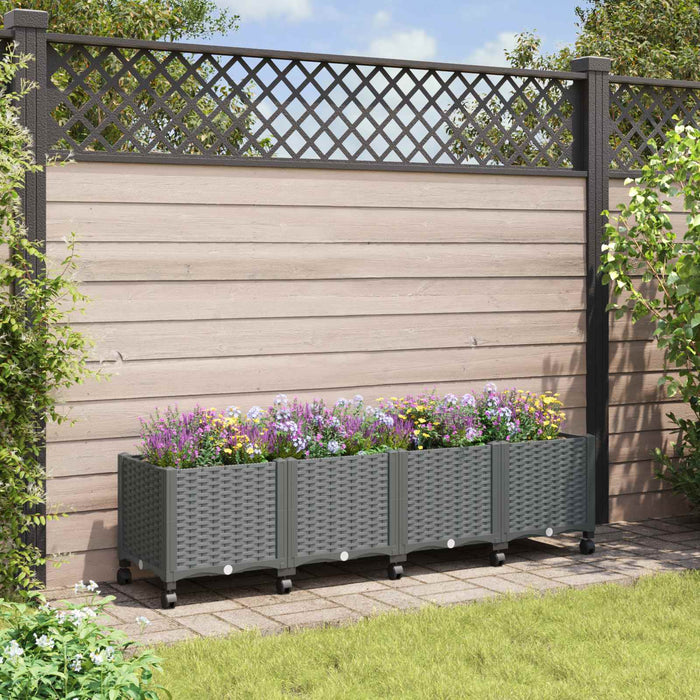 Ghiveci de grădină cu roți Gri deschis 160 x 40 x 48 cm PP WALTI