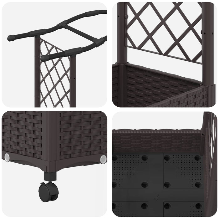 Pat Ridicat cu Trellis și Acoperiș Maro 207 x 40 x 129 cm PP - WALTI WALTI