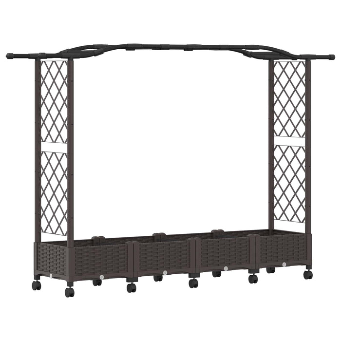 Pat Ridicat cu Trellis și Acoperiș Maro 207 x 40 x 129 cm PP - WALTI WALTI