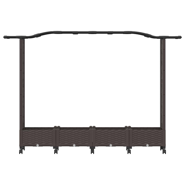 Pat Ridicat cu Trellis și Acoperiș Maro 207 x 40 x 129 cm PP - WALTI WALTI