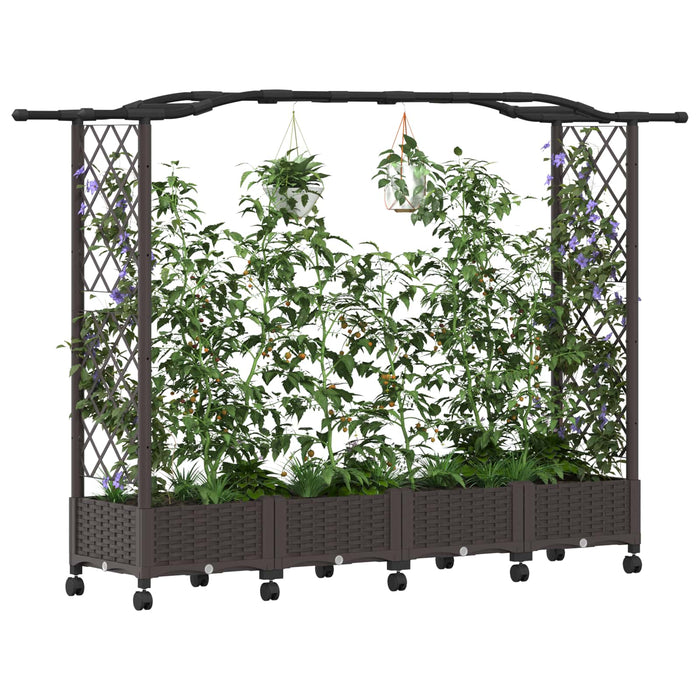 Pat Ridicat cu Trellis și Acoperiș Maro 207 x 40 x 129 cm PP - WALTI WALTI