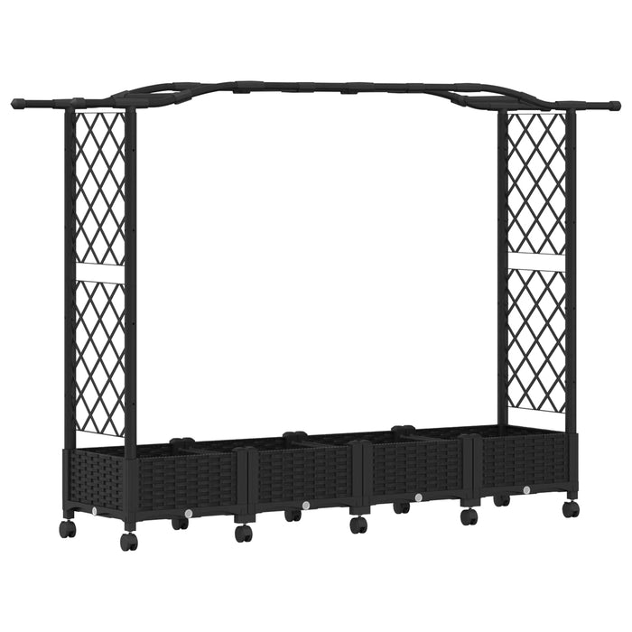 Pat Ridicat cu Trellis și Acoperiș Negru 207 x 40 x 129 cm PP - WALTI WALTI