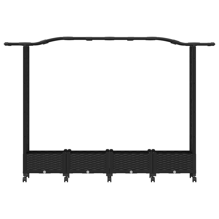Pat Ridicat cu Trellis și Acoperiș Negru 207 x 40 x 129 cm PP - WALTI WALTI