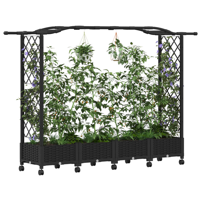 Pat Ridicat cu Trellis și Acoperiș Negru 207 x 40 x 129 cm PP - WALTI WALTI