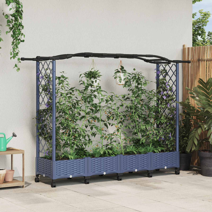 Pat Ridicat cu Trellis și Acoperiș Gri 207 x 40 x 129 cm PP - WALTI WALTI