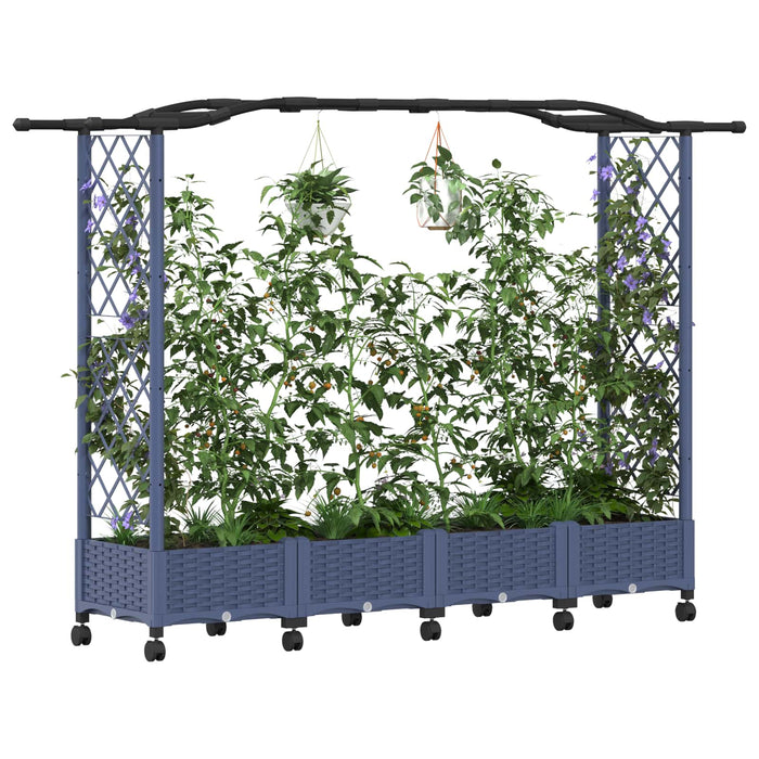 Pat Ridicat cu Trellis și Acoperiș Gri 207 x 40 x 129 cm PP - WALTI WALTI