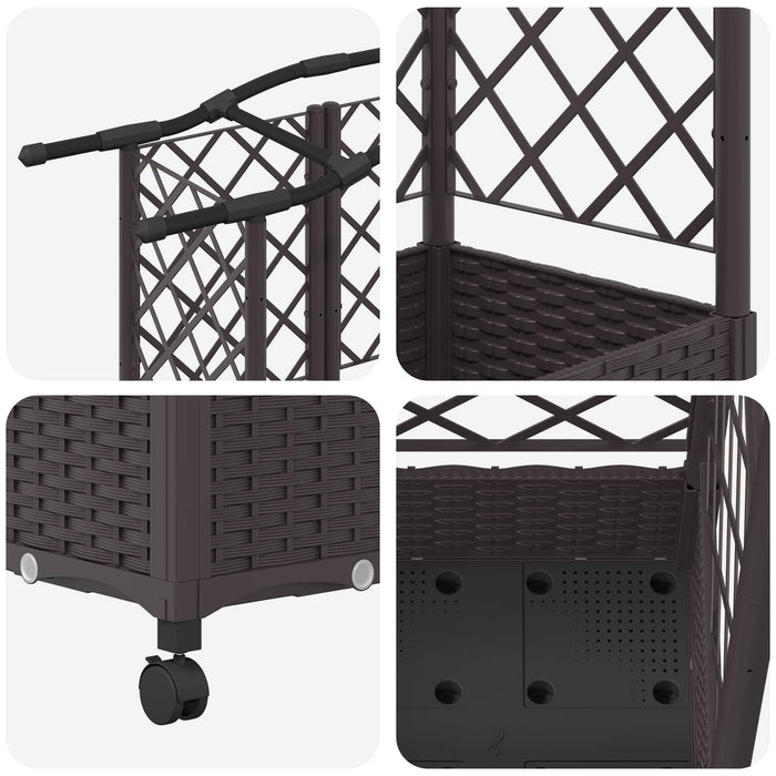 Pat Ridicat cu Trellis și Acoperiș Maro 203,5 x 40 x 129 cm PP - WALTI WALTI