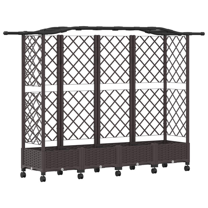 Pat Ridicat cu Trellis și Acoperiș Maro 203,5 x 40 x 129 cm PP - WALTI WALTI