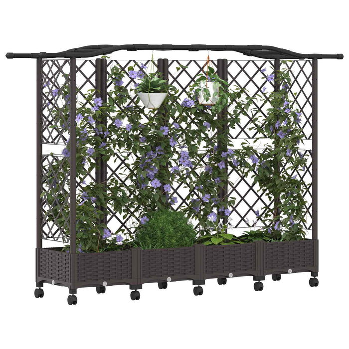 Pat Ridicat cu Trellis și Acoperiș Maro 203,5 x 40 x 129 cm PP - WALTI WALTI
