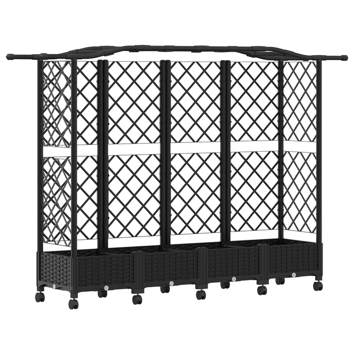 Pat Ridicat cu Trellis și Acoperiș Negru 203,5 x 40 x 129 cm PP - WALTI WALTI