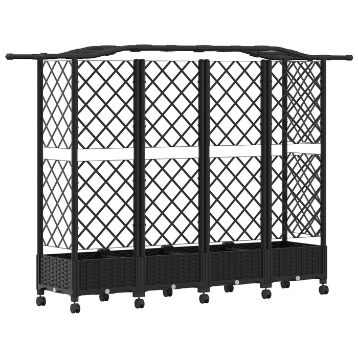 Pat Ridicat cu Trellis și Acoperiș Negru 203,5 x 40 x 129 cm PP - WALTI WALTI