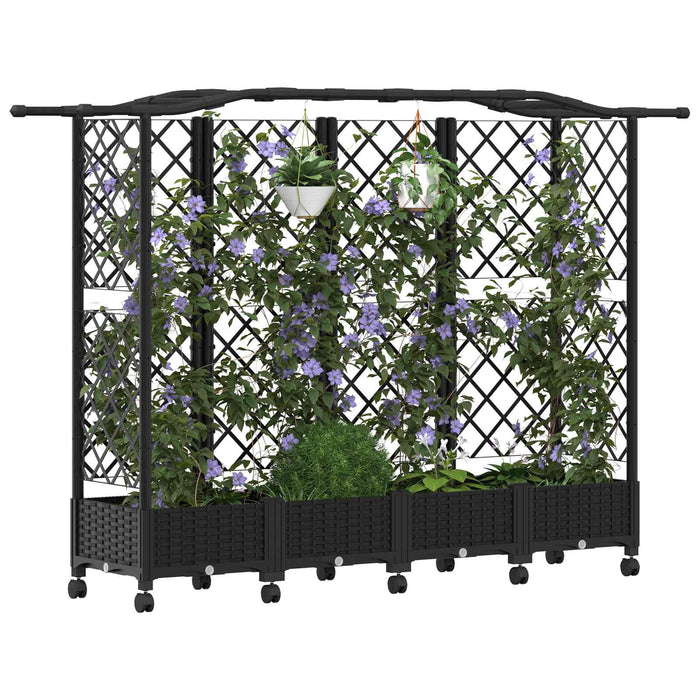 Pat Ridicat cu Trellis și Acoperiș Negru 203,5 x 40 x 129 cm PP - WALTI WALTI