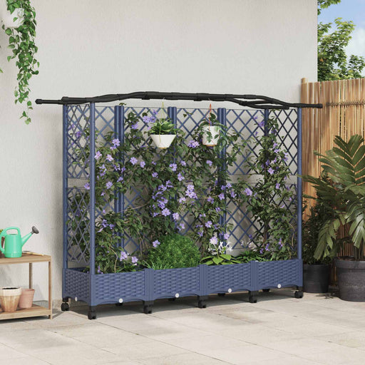 Pat Ridicat cu Trellis și Acoperiș Gri 203,5 x 40 x 129 cm PP - WALTI WALTI