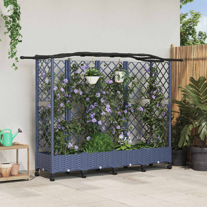 Pat Ridicat cu Trellis și Acoperiș Gri 203,5 x 40 x 129 cm PP - WALTI WALTI