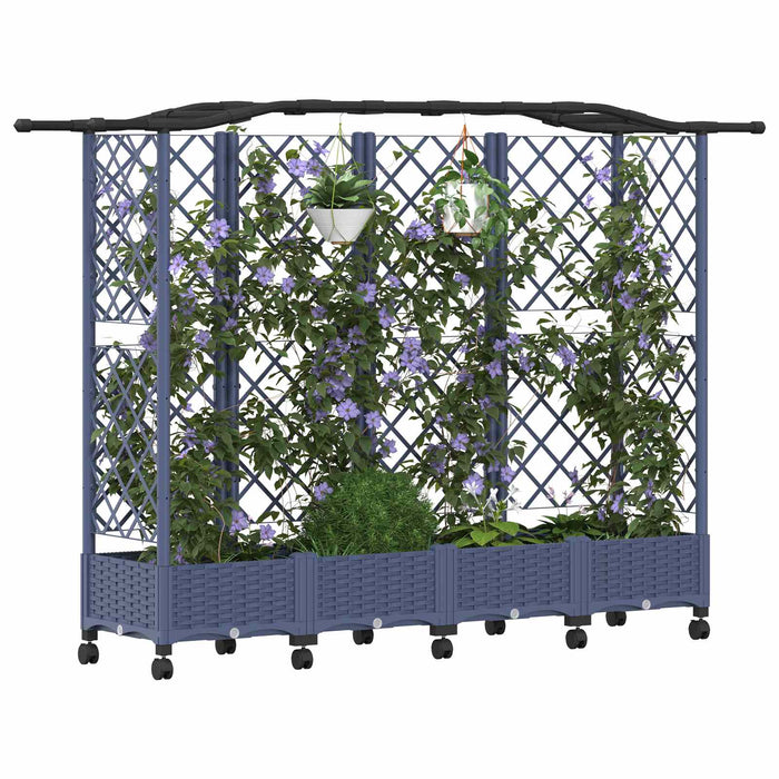 Pat Ridicat cu Trellis și Acoperiș Gri 203,5 x 40 x 129 cm PP - WALTI WALTI