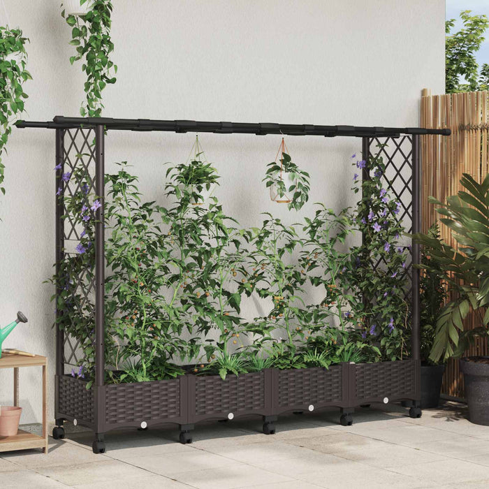Pat Ridicat cu Trellis și Acoperiș Maro 203 x 40 x 127 cm PP - WALTI WALTI