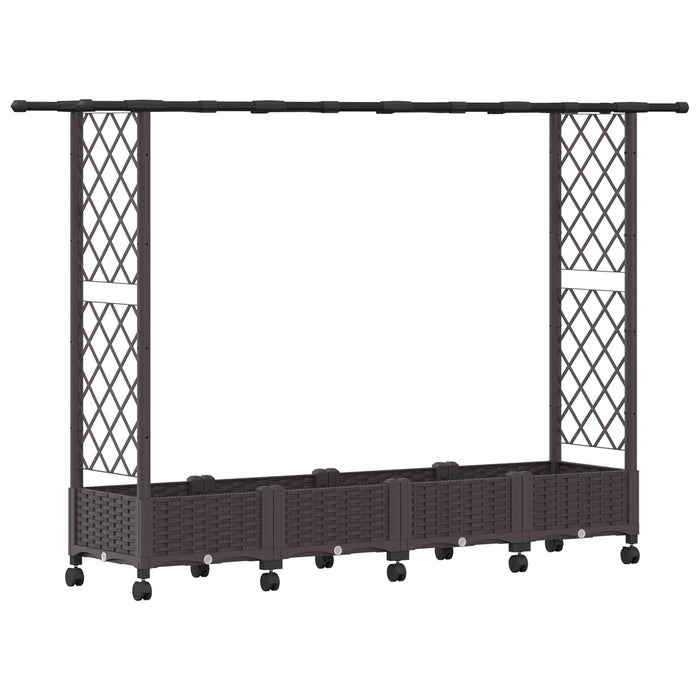Pat Ridicat cu Trellis și Acoperiș Maro 203 x 40 x 127 cm PP - WALTI WALTI