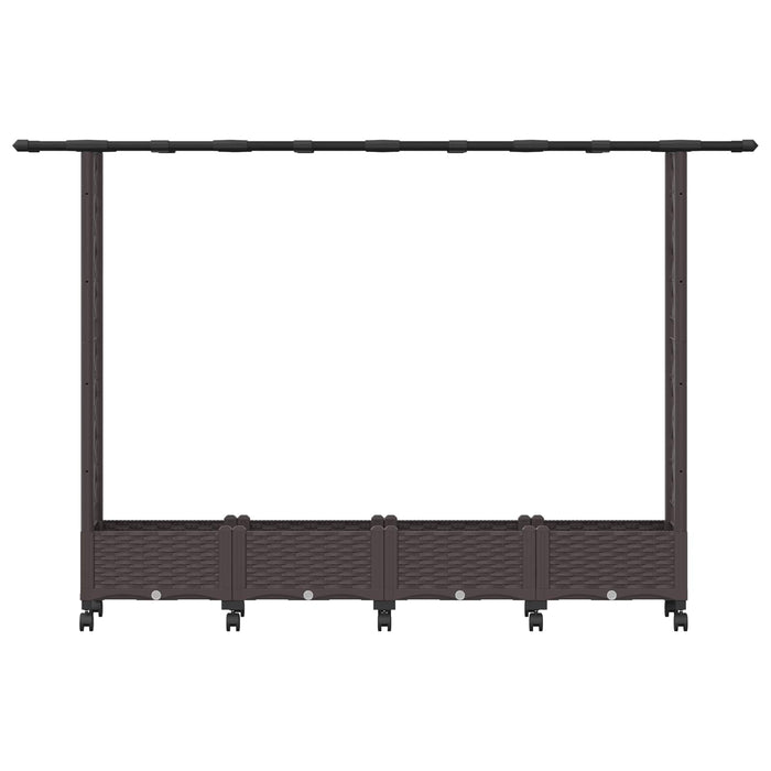 Pat Ridicat cu Trellis și Acoperiș Maro 203 x 40 x 127 cm PP - WALTI WALTI