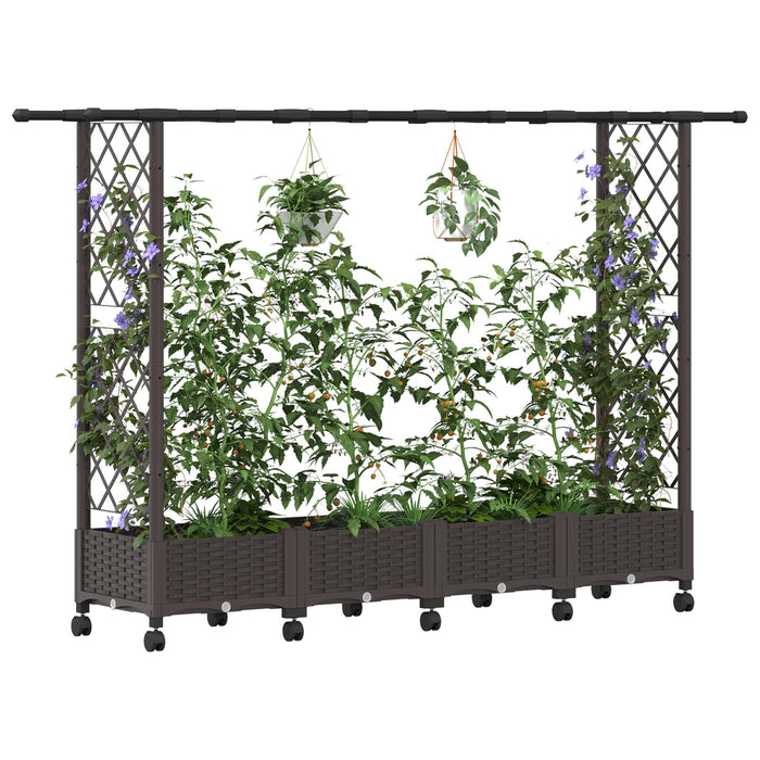 Pat Ridicat cu Trellis și Acoperiș Maro 203 x 40 x 127 cm PP - WALTI WALTI