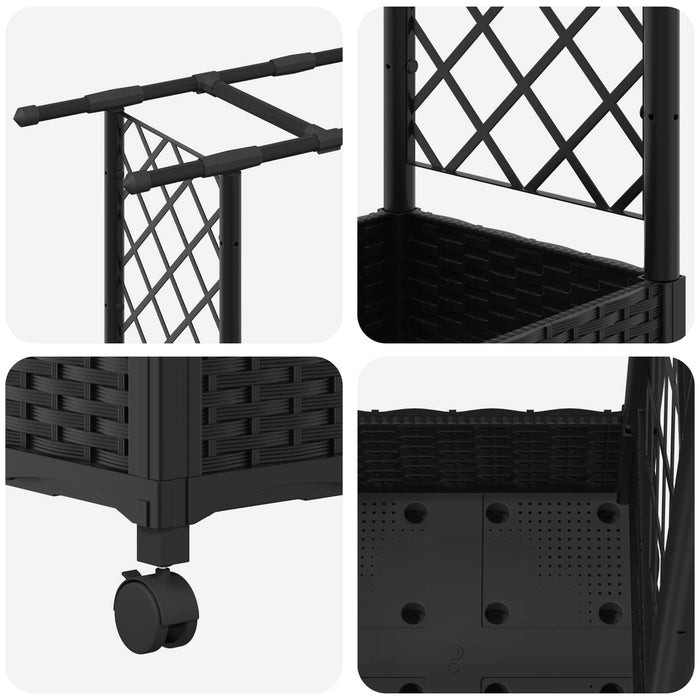 Pat Ridicat cu Trellis și Acoperiș Negru 203 x 40 x 127 cm PP - WALTI WALTI