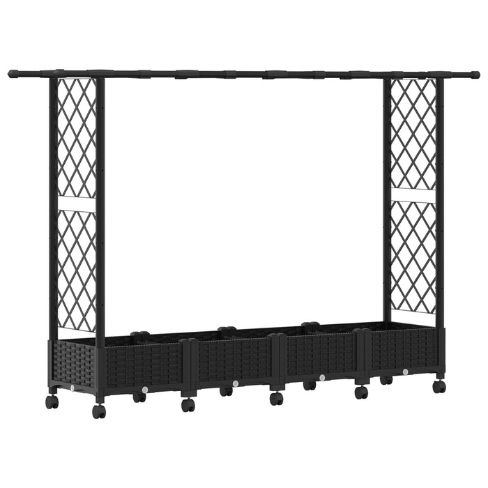 Pat Ridicat cu Trellis și Acoperiș Negru 203 x 40 x 127 cm PP - WALTI WALTI