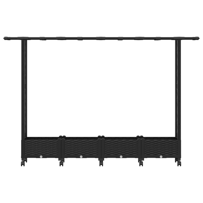 Pat Ridicat cu Trellis și Acoperiș Negru 203 x 40 x 127 cm PP - WALTI WALTI