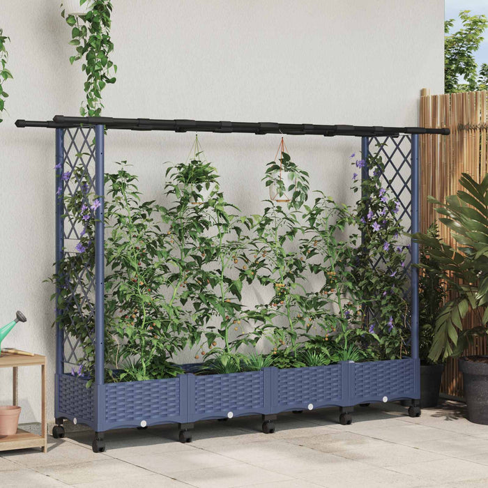 Pat Ridicat cu Trellis și Acoperiș Gri 203 x 40 x 127 cm PP - WALTI WALTI