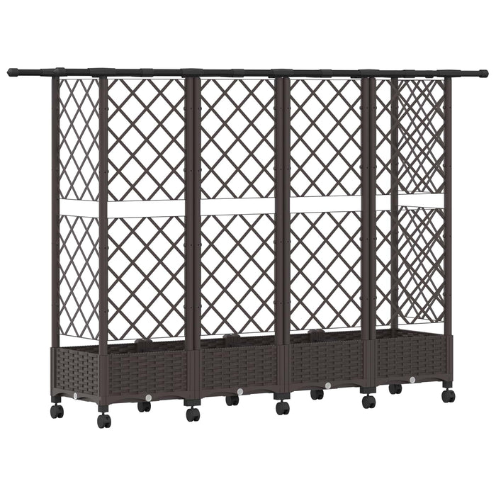 Pat Ridicat cu Trellis și Acoperiș Maro 202,5 x 40 x 127 cm PP - WALTI WALTI