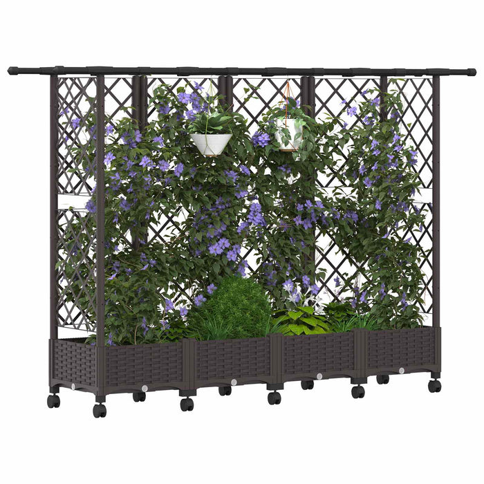 Pat Ridicat cu Trellis și Acoperiș Maro 202,5 x 40 x 127 cm PP - WALTI WALTI