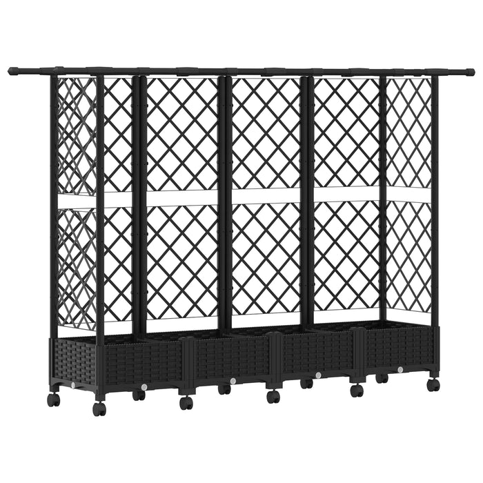 Pat Ridicat cu Trellis și Acoperiș Negru 202,5 x 40 x 127 cm PP - WALTI WALTI