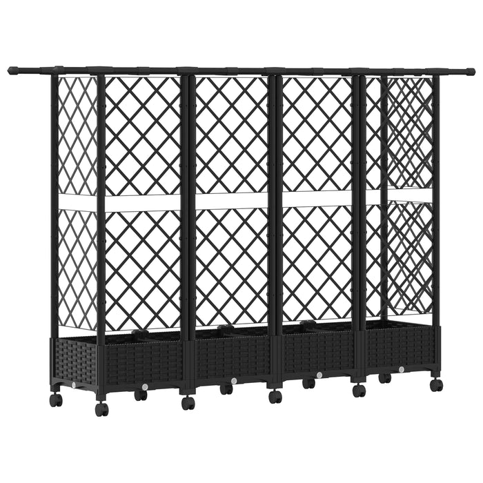 Pat Ridicat cu Trellis și Acoperiș Negru 202,5 x 40 x 127 cm PP - WALTI WALTI