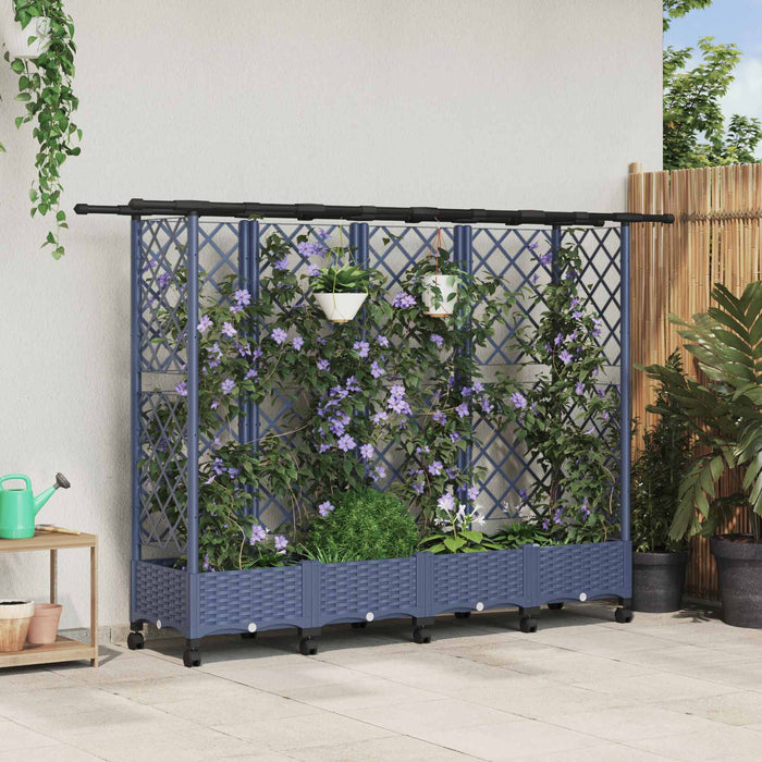 Pat Ridicat cu Trellis și Acoperiș Gri 202,5 x 40 x 127 cm PP - WALTI WALTI