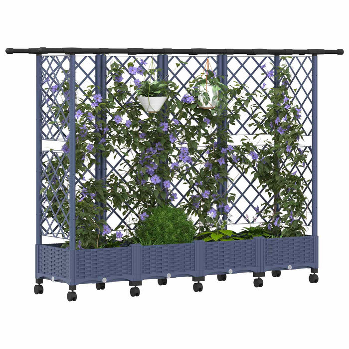 Pat Ridicat cu Trellis și Acoperiș Gri 202,5 x 40 x 127 cm PP - WALTI WALTI