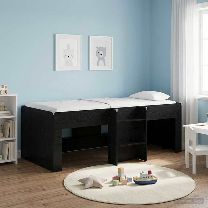 Cadru de Pat Înalț pentru Copii 2 pcs Stejar Negru 90 x 200 cm - WALTI WALTI