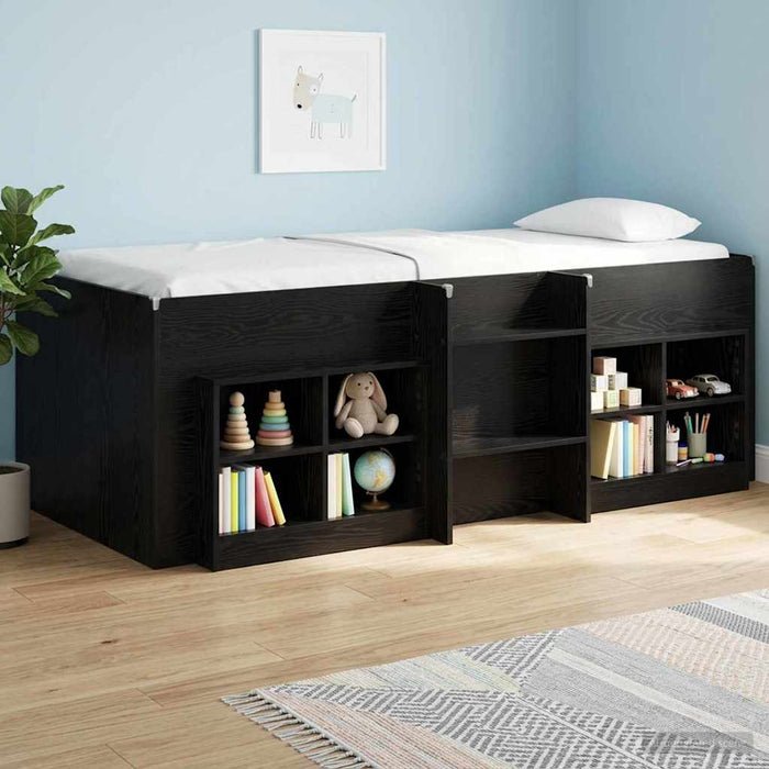 Cadru de Pat Înalț pentru Copii Stejar Negru 90 x 200 cm WALTI