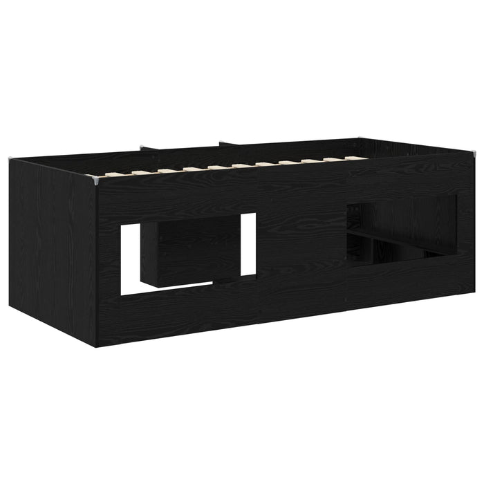 Cadru de Pat Înalț pentru Copii 2 pcs Stejar Negru 90 x 200 cm - WALTI WALTI