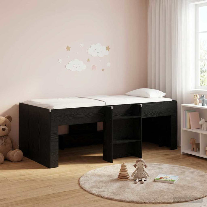 Cadru de Pat Înalț pentru Copii Stejar Negru 98.5 x 200 cm WALTI