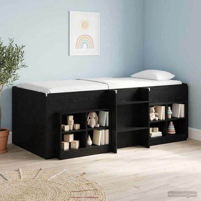 Cadru de Pat Înalț pentru Copii Stejar Negru 98.5 x 200 cm WALTI