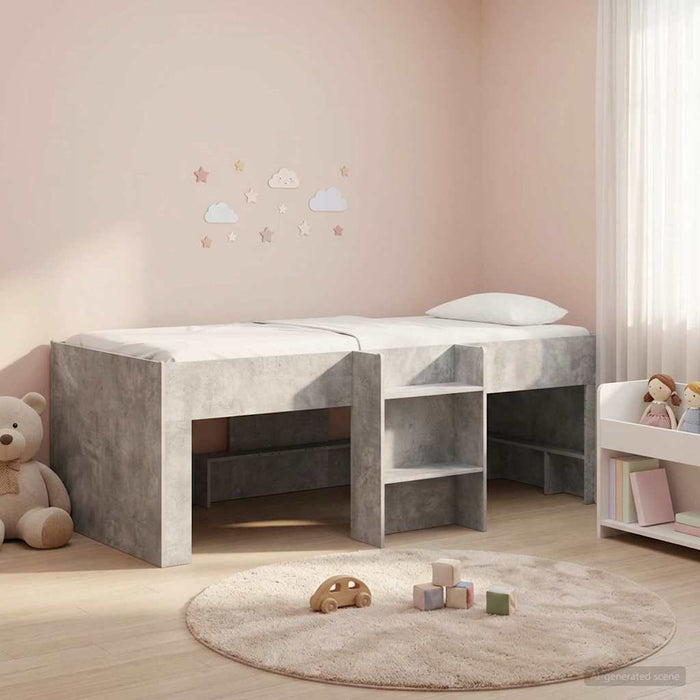 Cadru de Pat Înalț pentru Copii Gri Beton 90 x 190 cm WALTI