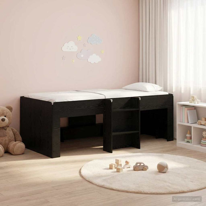Cadru de Pat Înalț pentru Copii Stejar Negru 75 x 190 cm WALTI