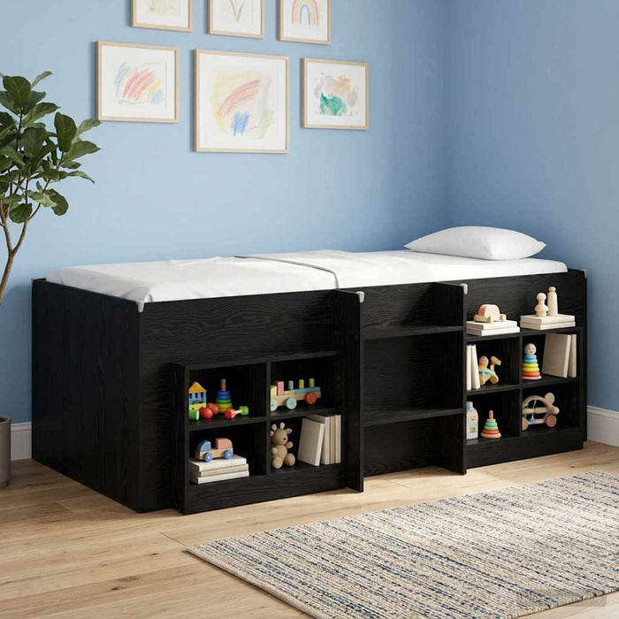 Cadru de Pat Înalț pentru Copii Stejar Negru 75 x 190 cm WALTI