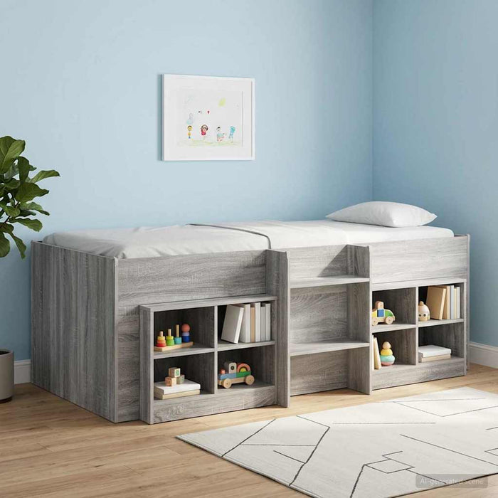 Cadru de Pat Înalț pentru Copii Sonoma gri 75 x 190 cm WALTI