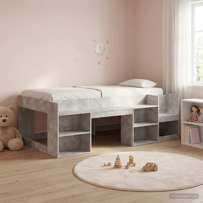 Cadru de pat pentru copii cu depozitare Gri Beton 80 x 200 cm WALTI