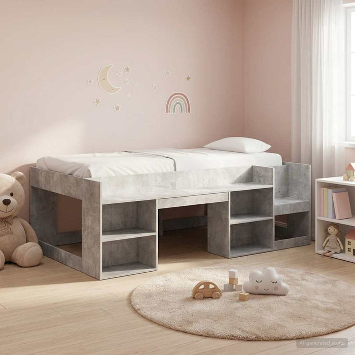 Cadru de pat pentru copii cu depozitare Gri Beton 90 x 200 cm WALTI