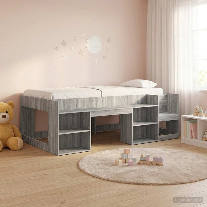 Cadru de pat pentru copii cu depozitare Sonoma gri 90 x 200 cm WALTI