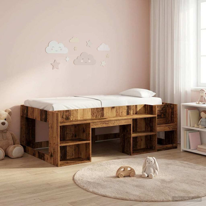 Cadru de pat pentru copii cu depozitare Lemn vechi 90 x 200 cm WALTI