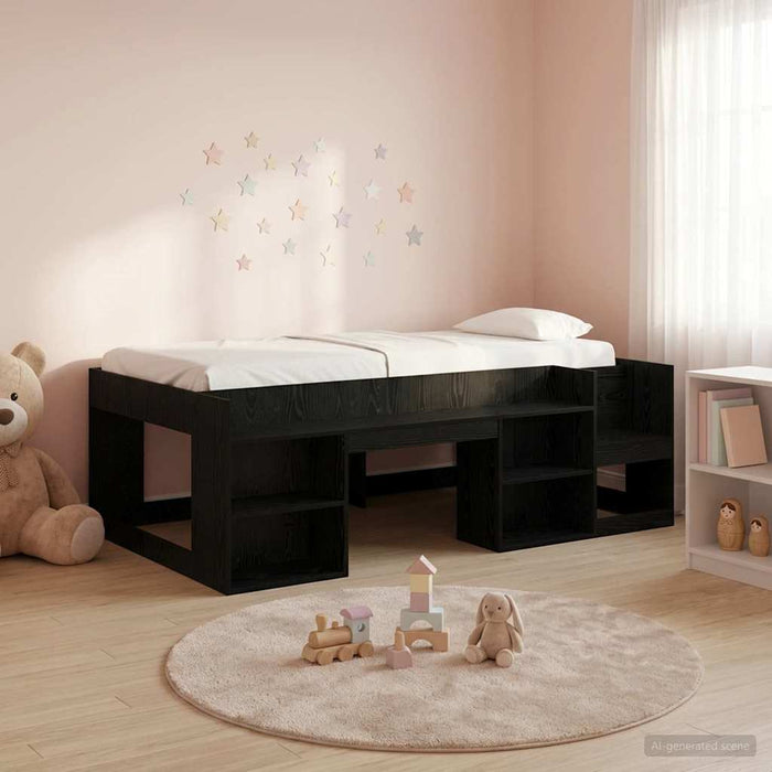 Cadru de pat pentru copii cu depozitare Stejar Negru WALTI