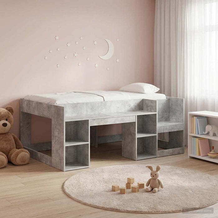 Cadru de pat pentru copii cu depozitare Gri Beton 80 x 160 cm WALTI